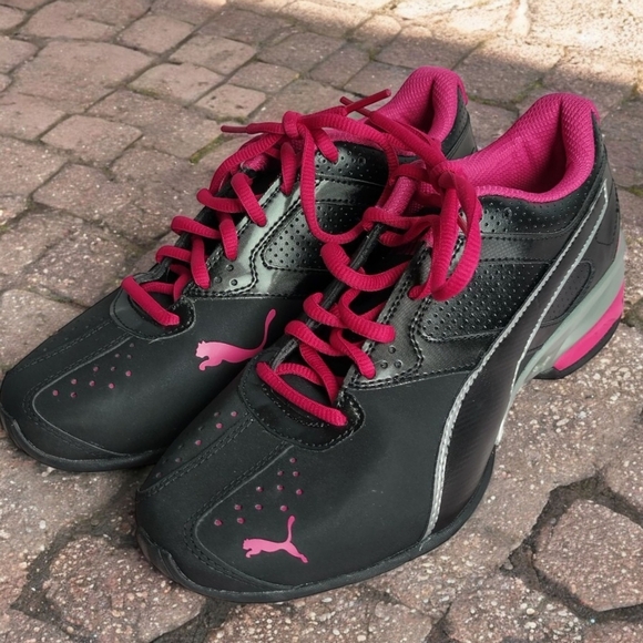 Puma Tazon 6 Women's Sz 8 Athletic Running Shoes Black Leather /Pink #18987702 - Picture 1 of 11